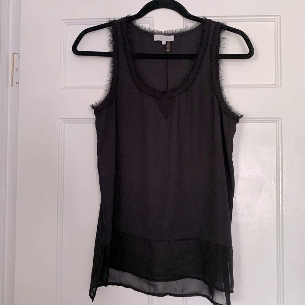Flowy hi-lo black blouse tank